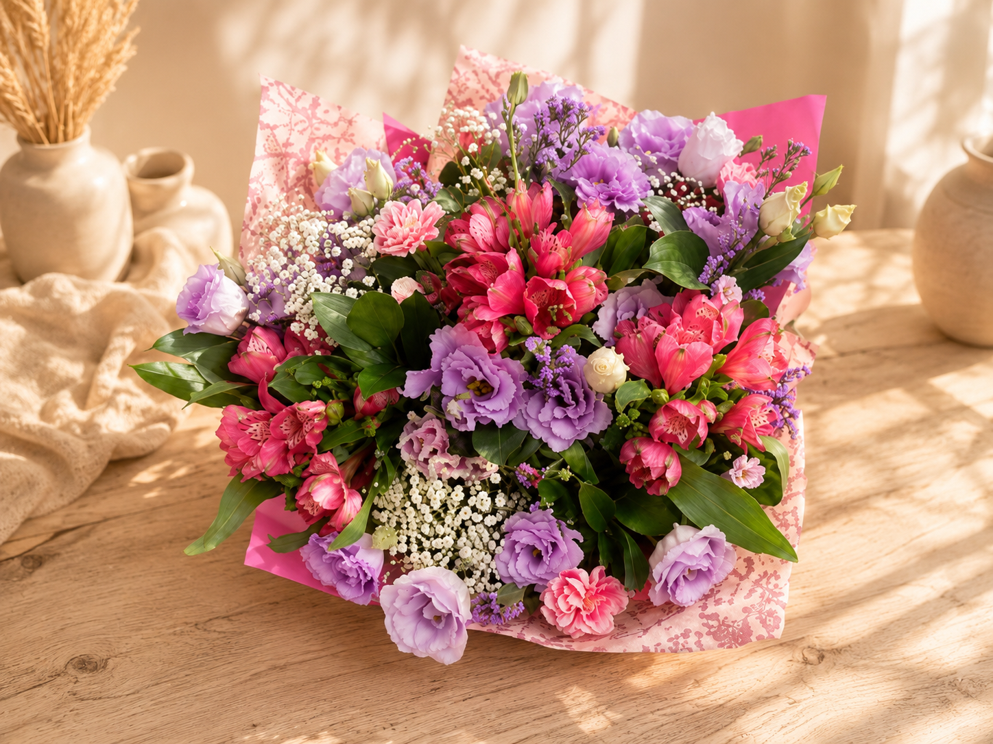 Kytice Lisianthus a Alstromeria – Kladno